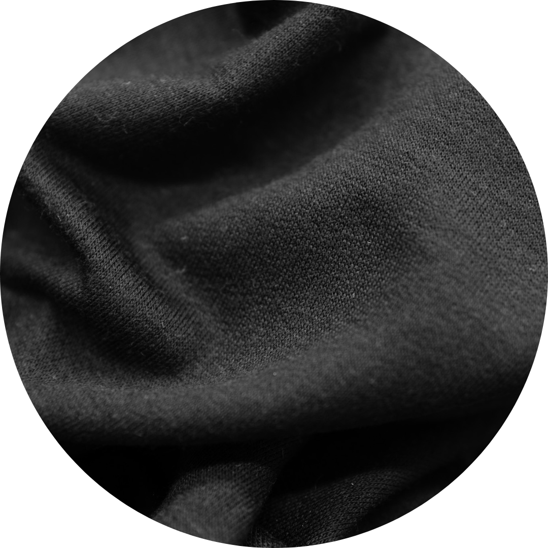 close up image of black terry fabric